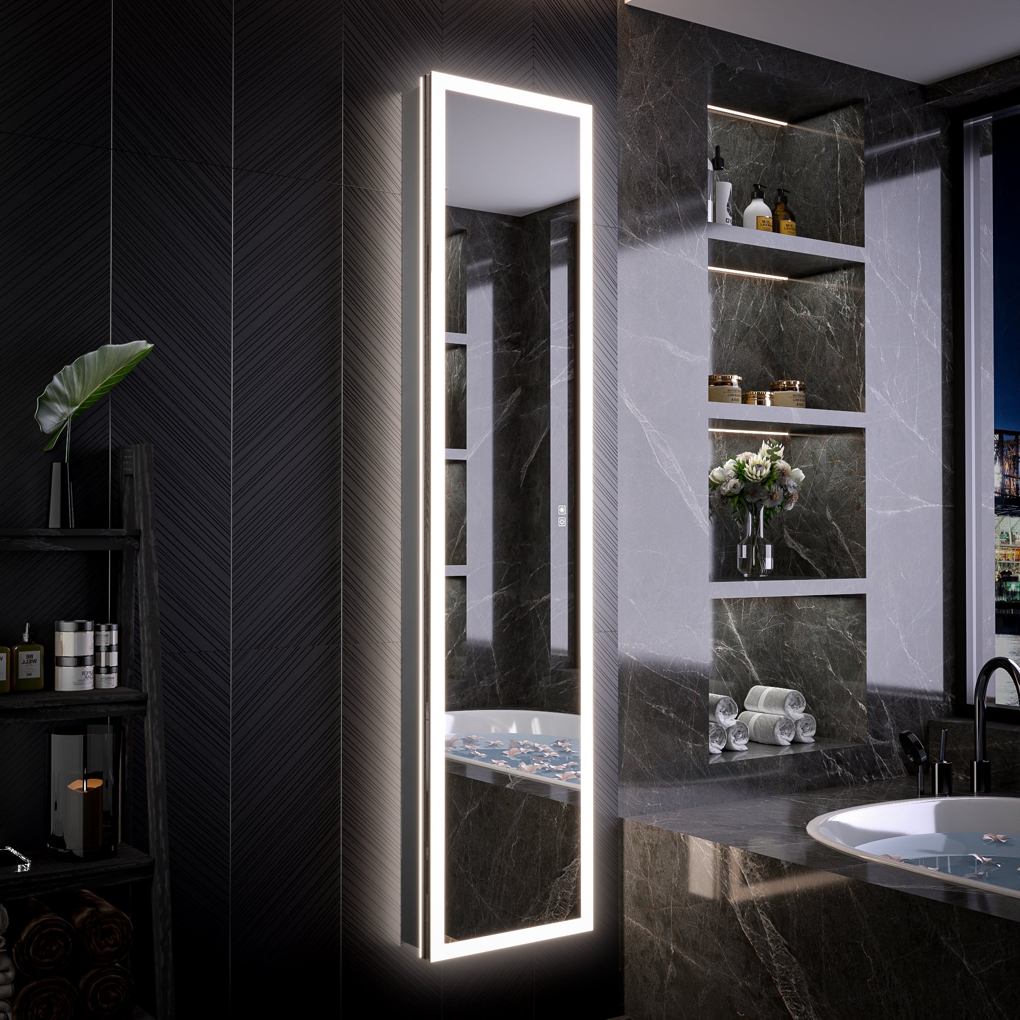 16 X 70 Full Body Lighted Medicine Cabinet with Mirror