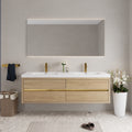 72 Inch Natural Oak Floating Vanity with Double Sinks