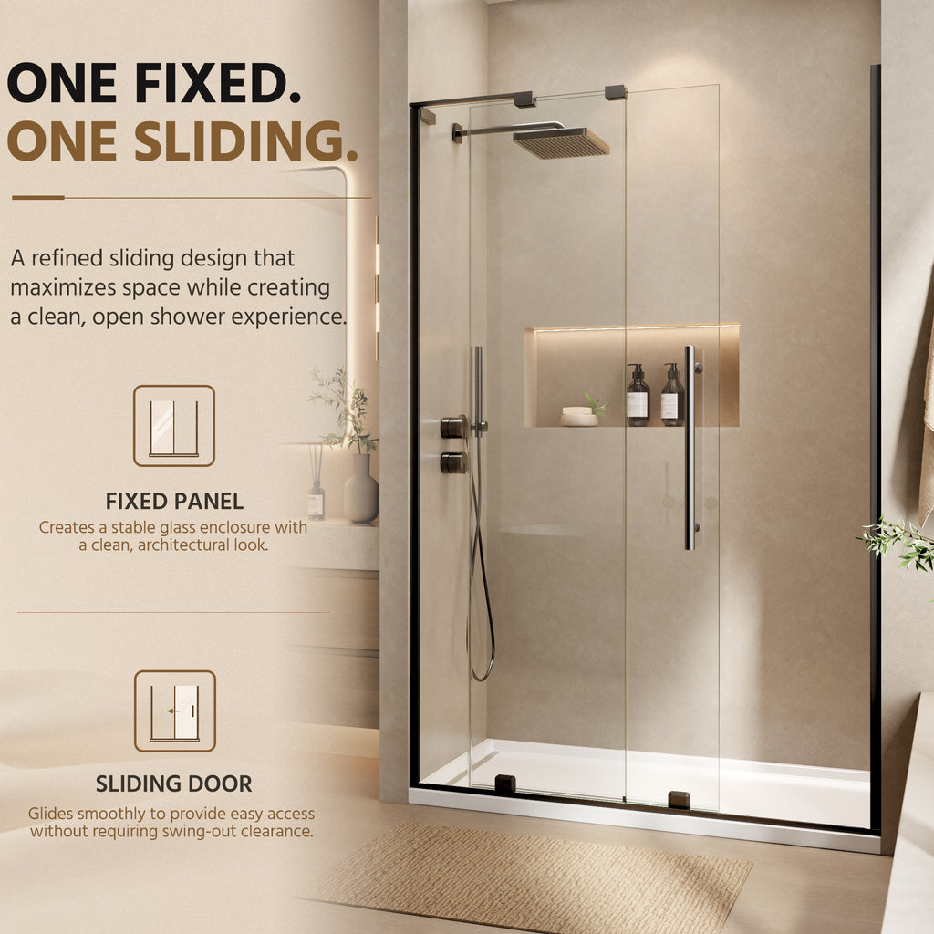 48" Frameless Sliding Shower Door Open-Top Design
