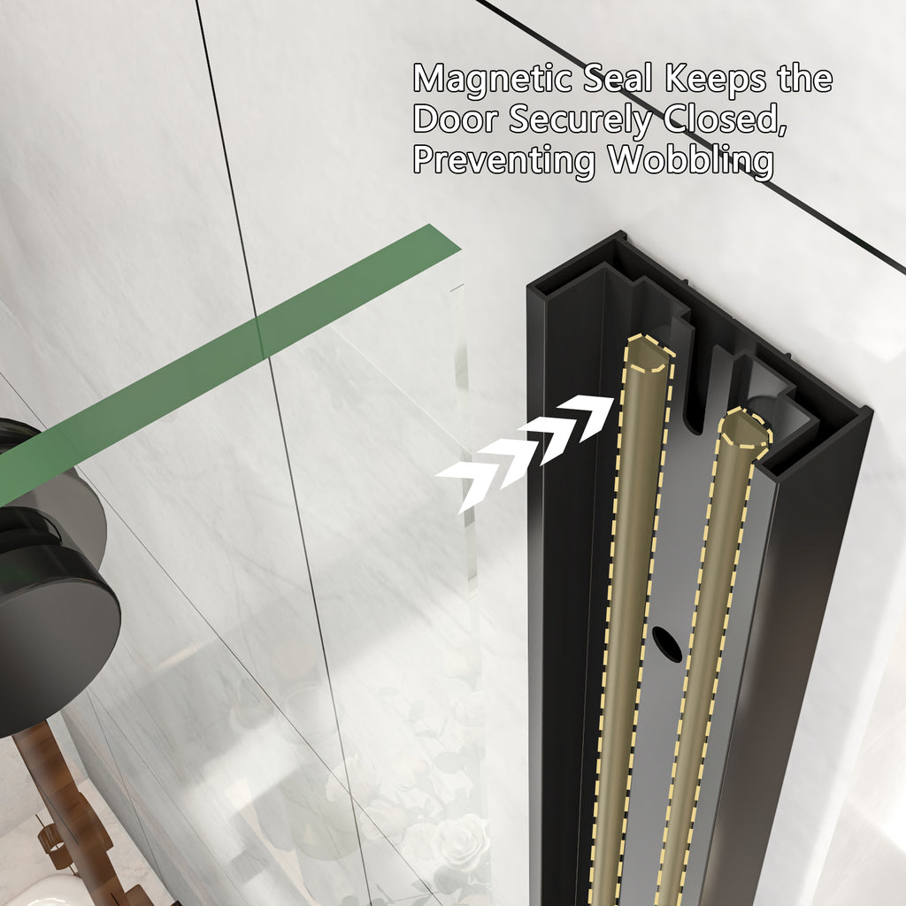 58-60"W x 58"H Bypass Black Shower Door for Bathtub