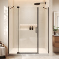 60"Wx70"H Frameless Pivot Shower Door, Matte Black