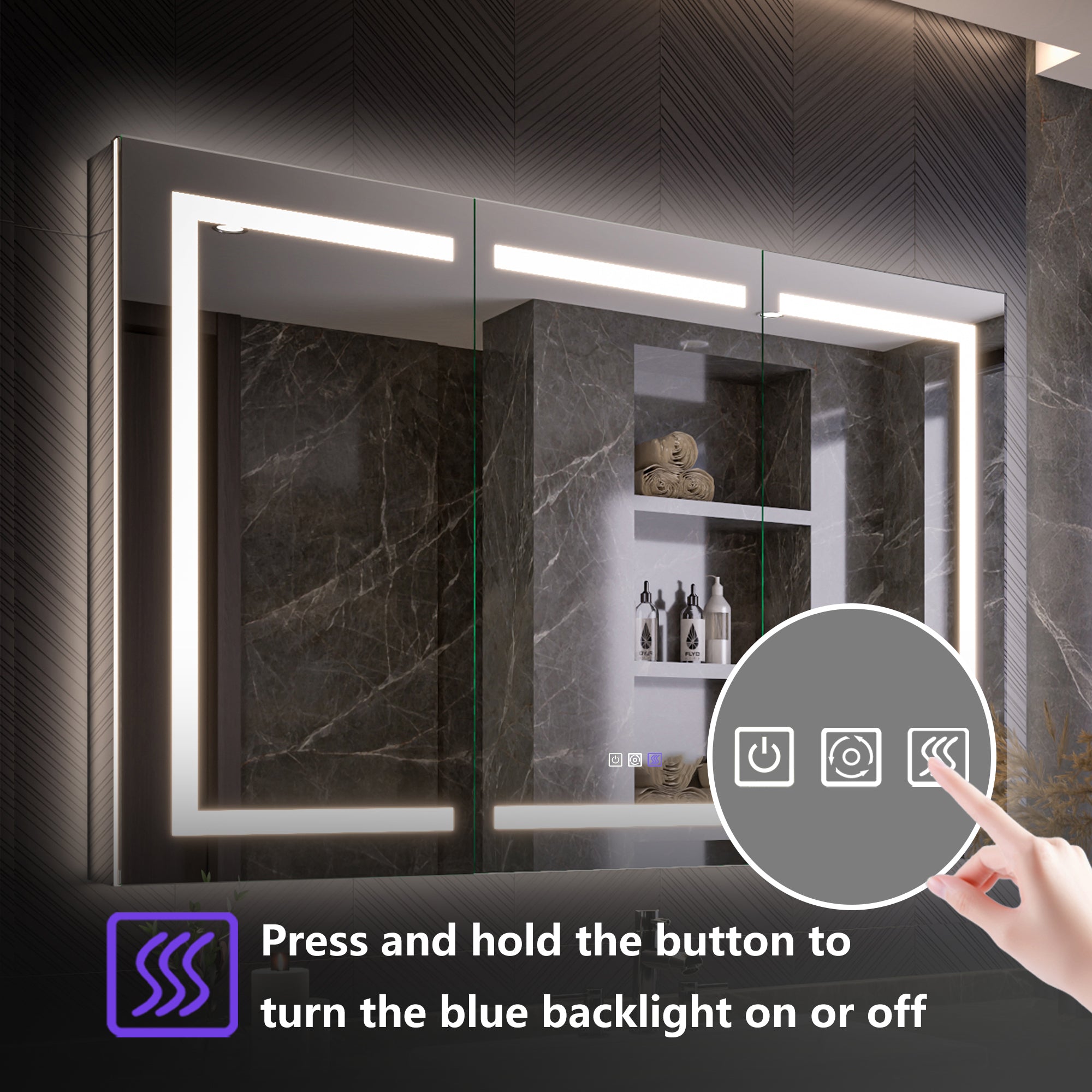 54x36 Lighted Medicine Cabinet with Mirror