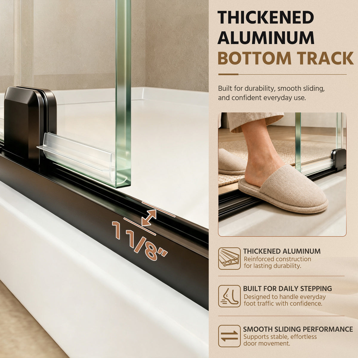 48" Frameless Sliding Shower Door Open-Top Design