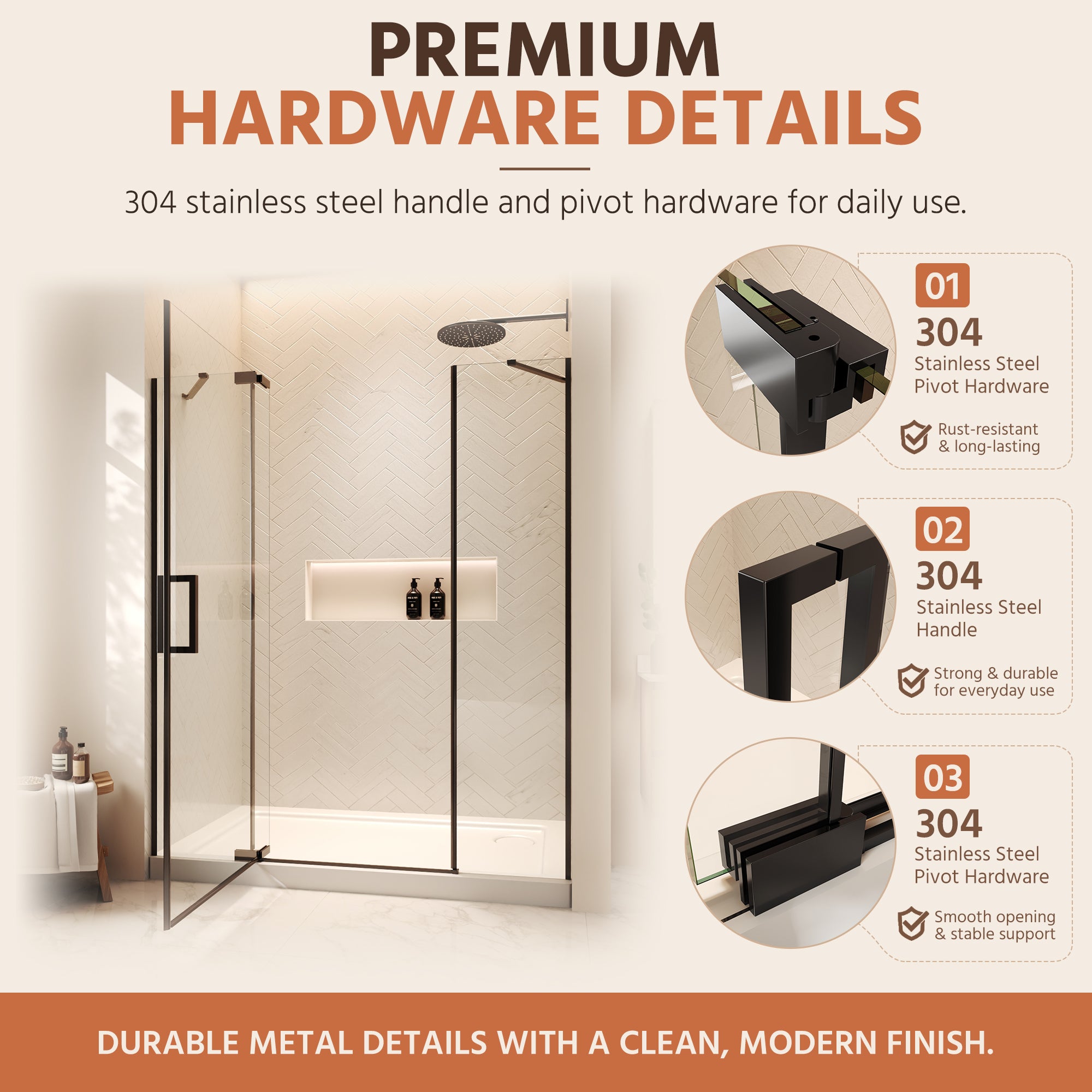 60"Wx70"H Frameless Pivot Shower Door, Matte Black