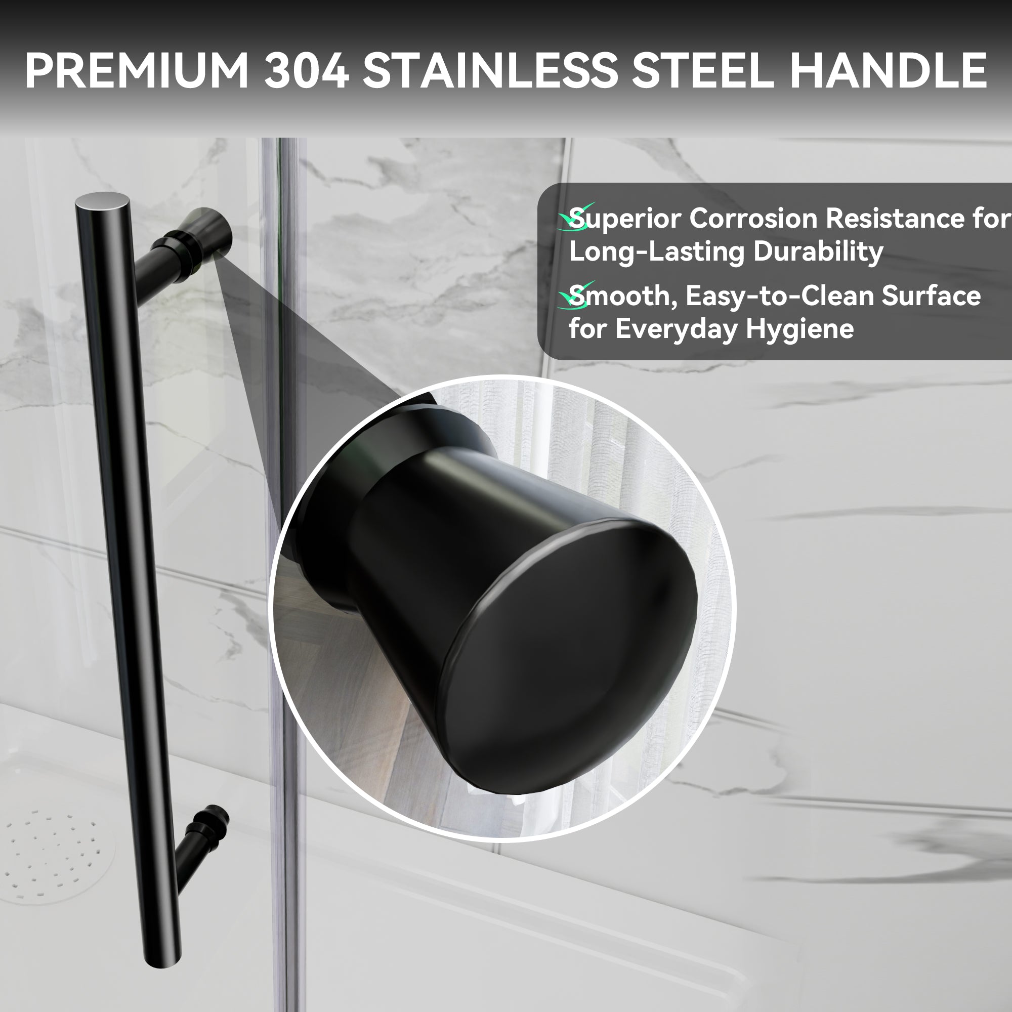 56-60"W x 32"D x 72"H Black Frameless Shower Enclosure