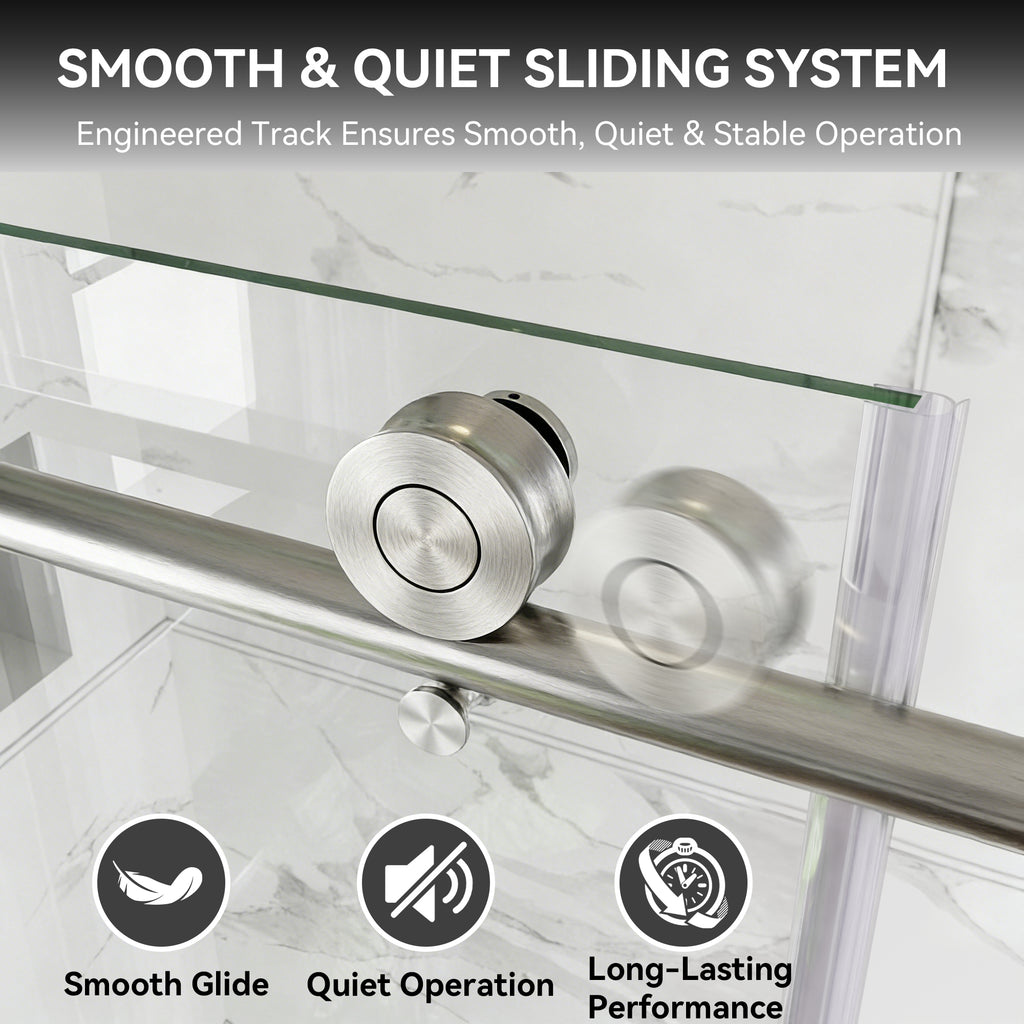 56-60"W x 34"D x 72"H Nickel Frameless Shower Enclosure