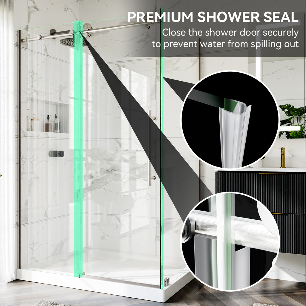 56-60"W x 34"D x 72"H Nickel Frameless Shower Enclosure