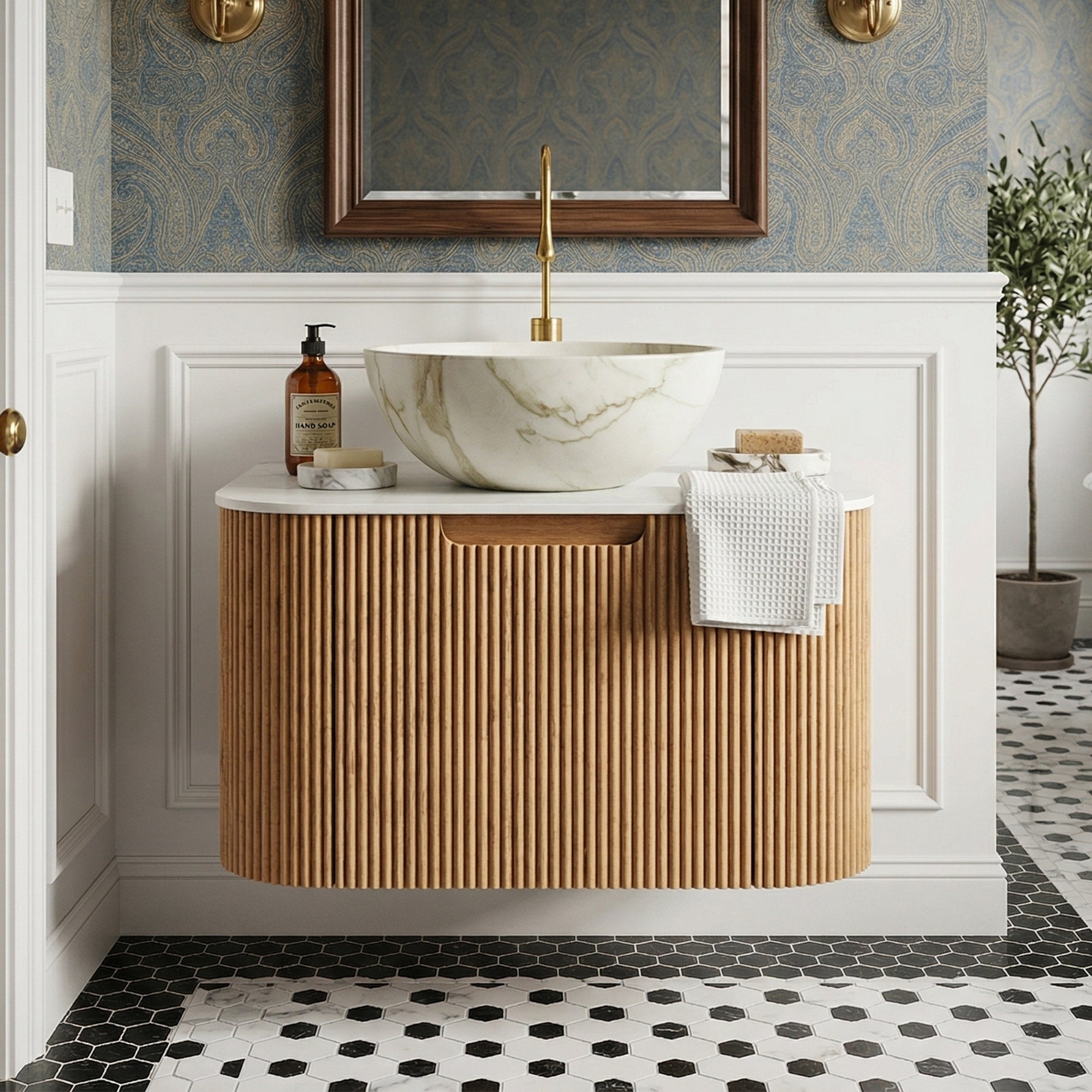 Floating Bathroom Vanity with Bowl Ceramic Basin