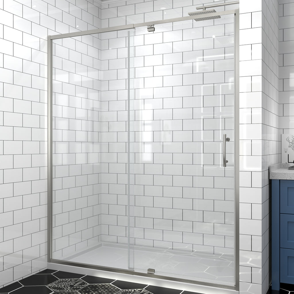 56–60" W x 71" H Brushed Nickel Pivot Shower Door, 1/4"SGCC Tempered Glass