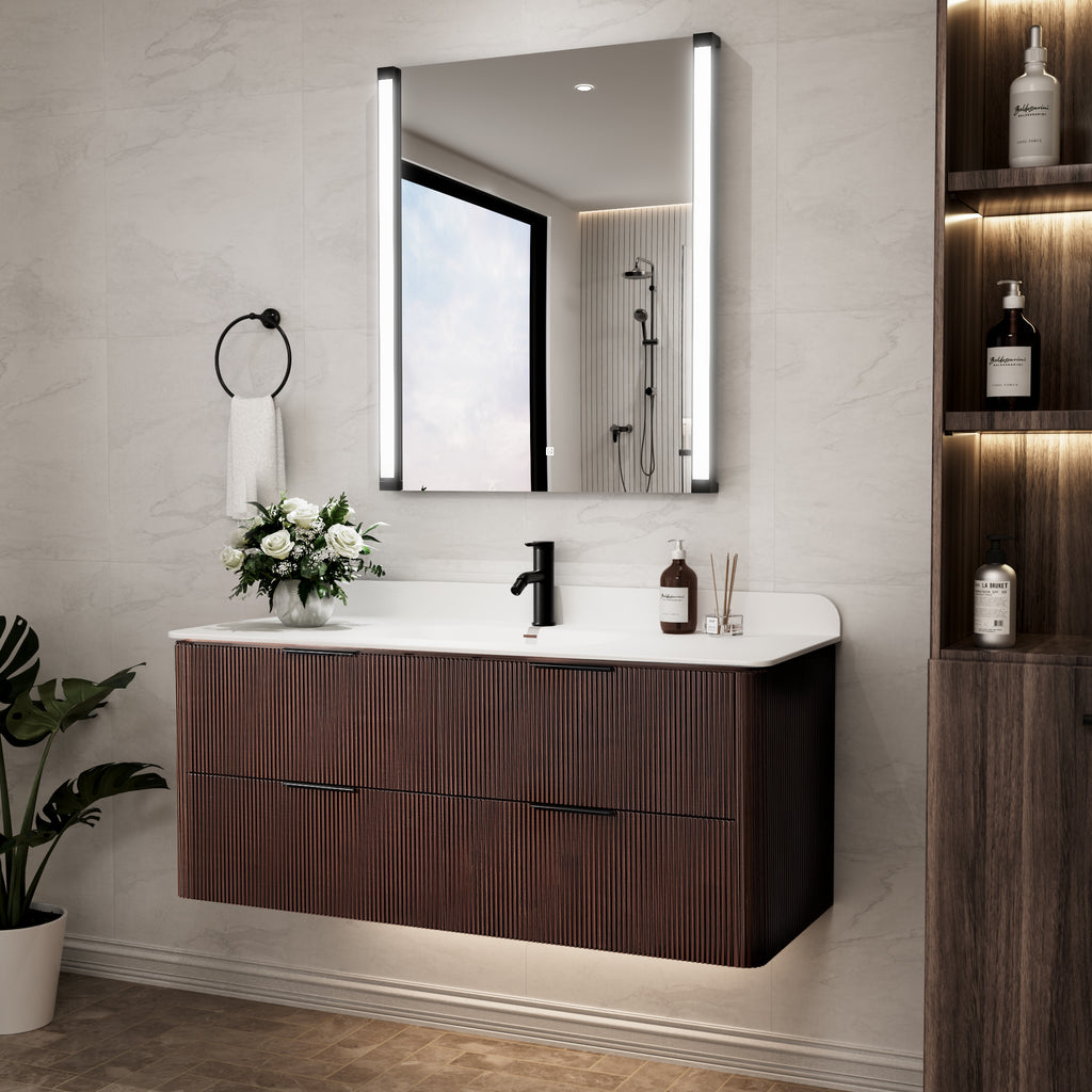 48-Inch Walnut Floating Bathroom Vanity with Sink