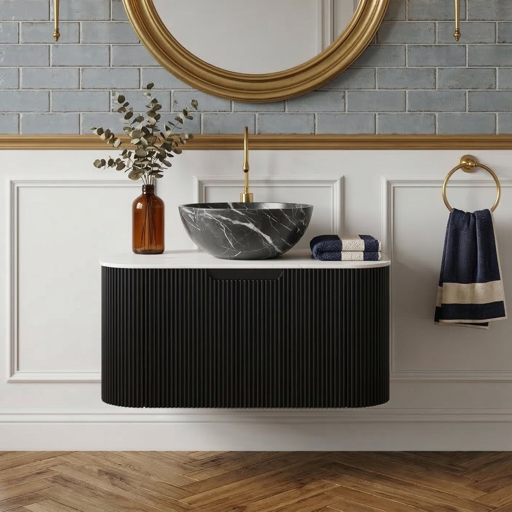 Floating Bathroom Vanity with Bowl Ceramic Basin