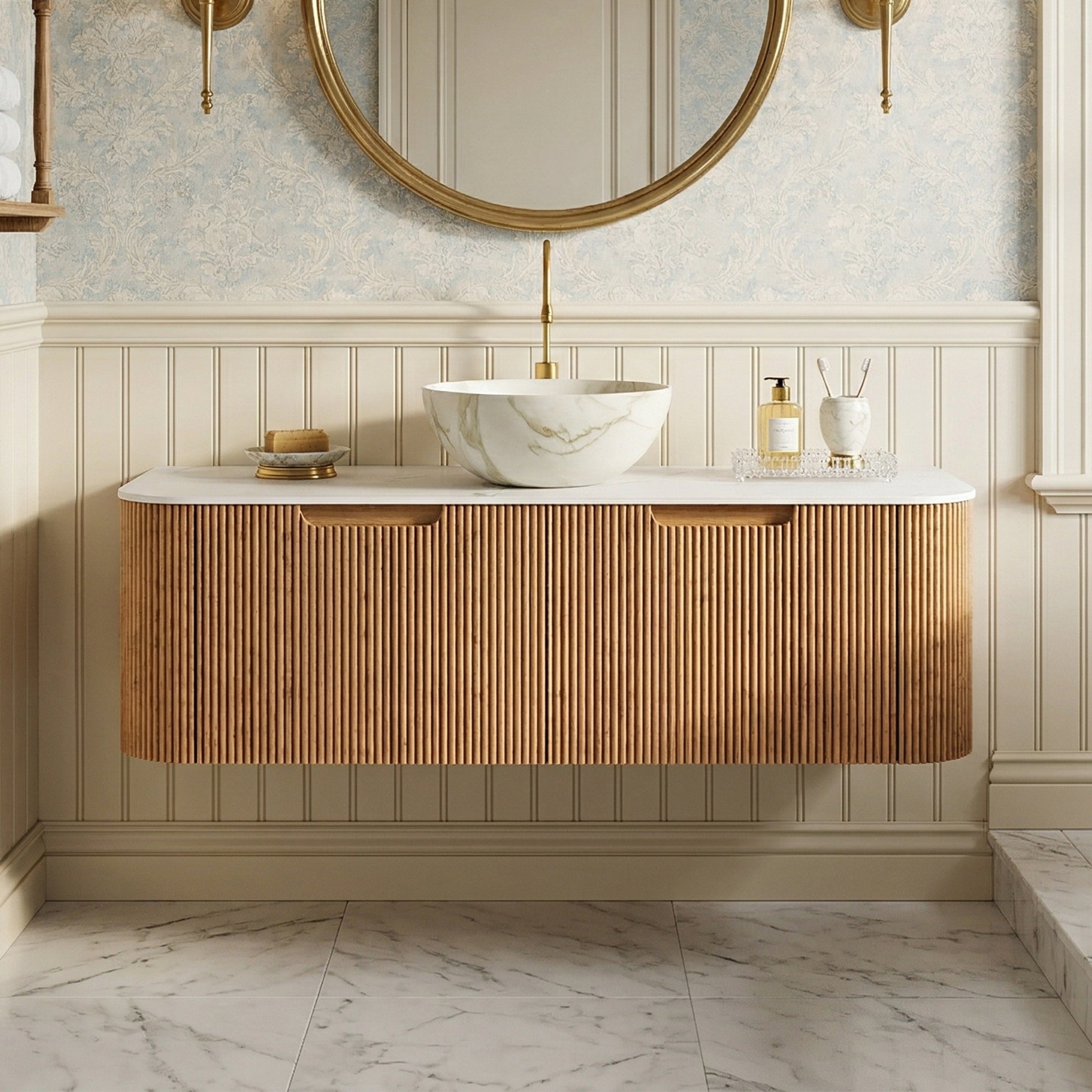 Floating Bathroom Vanity with Bowl Ceramic Basin