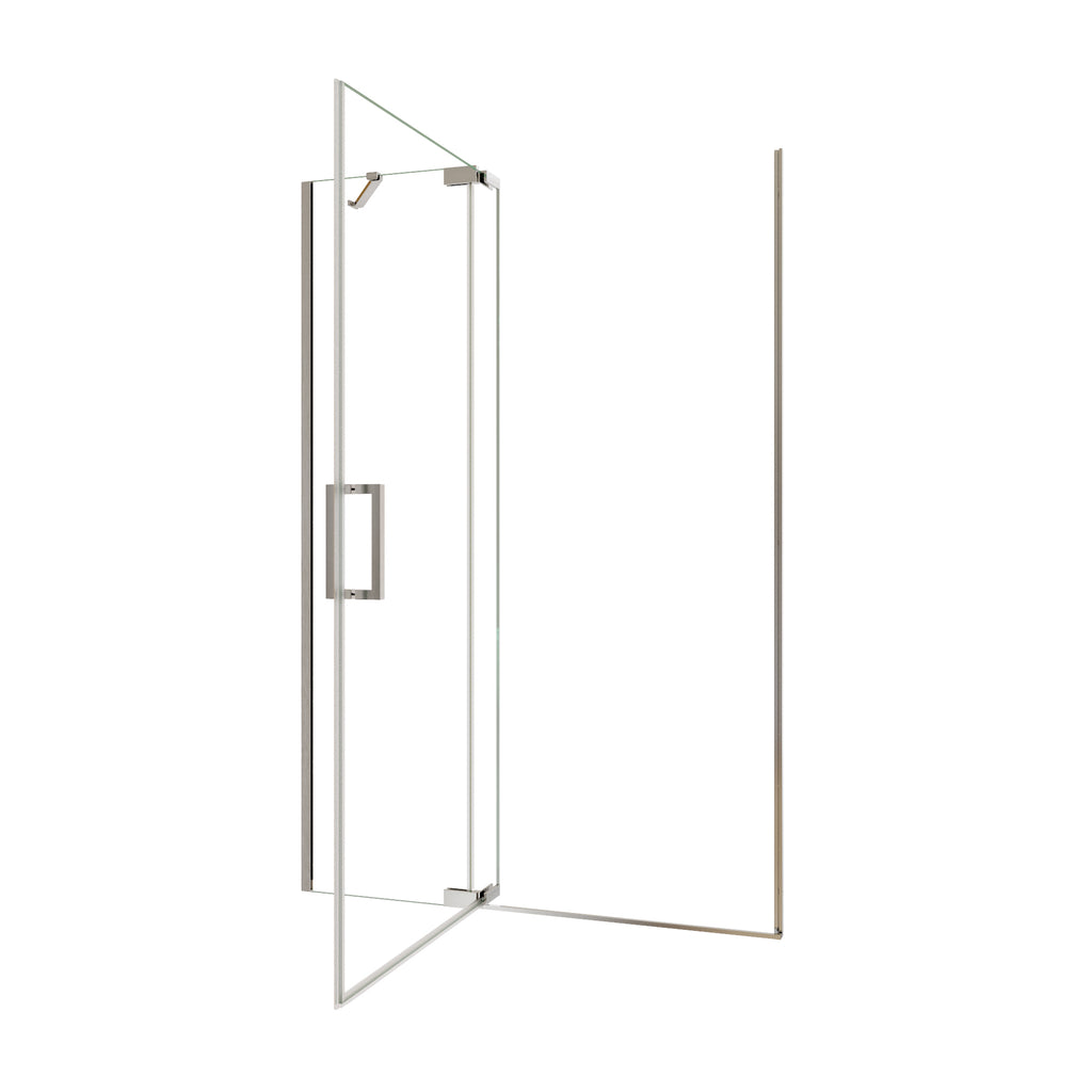 48"Wx70"H Frameless Pivot Shower Door, Brushed Nickel