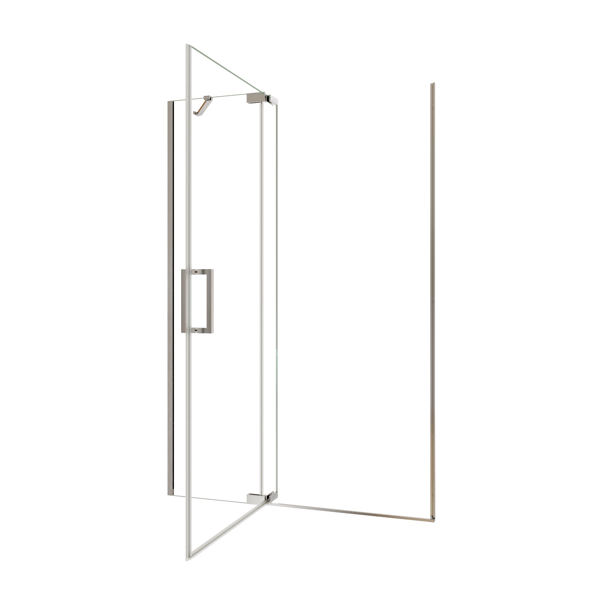 48"Wx70"H Frameless Pivot Shower Door, Brushed Nickel