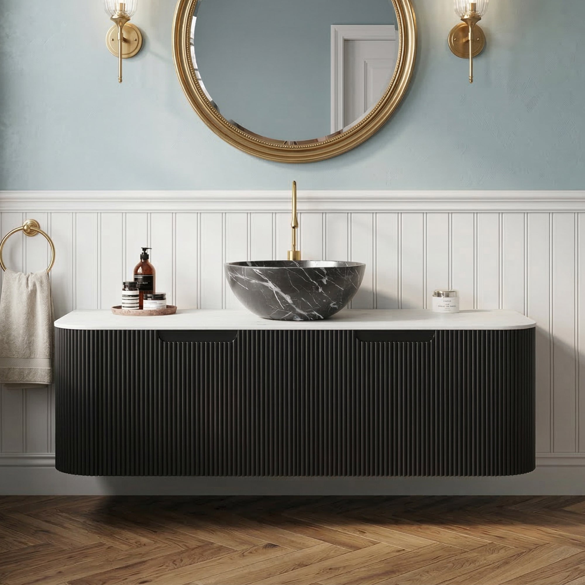 Floating Bathroom Vanity with Bowl Ceramic Basin