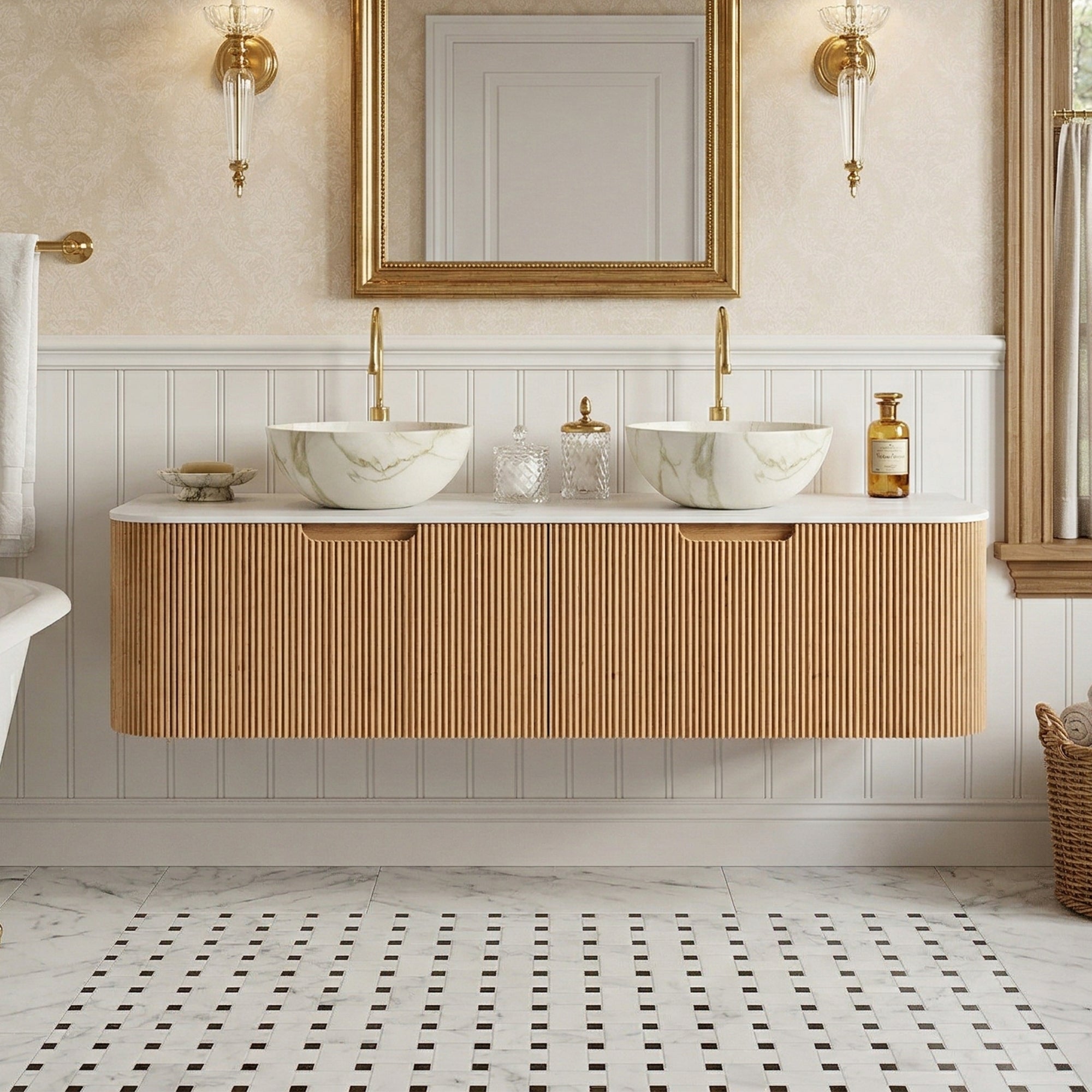 Floating Bathroom Vanity with Bowl Ceramic Basin