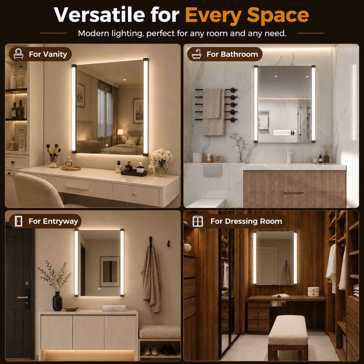 270° Rotatable LED Mirror for Bathroom Vanity
