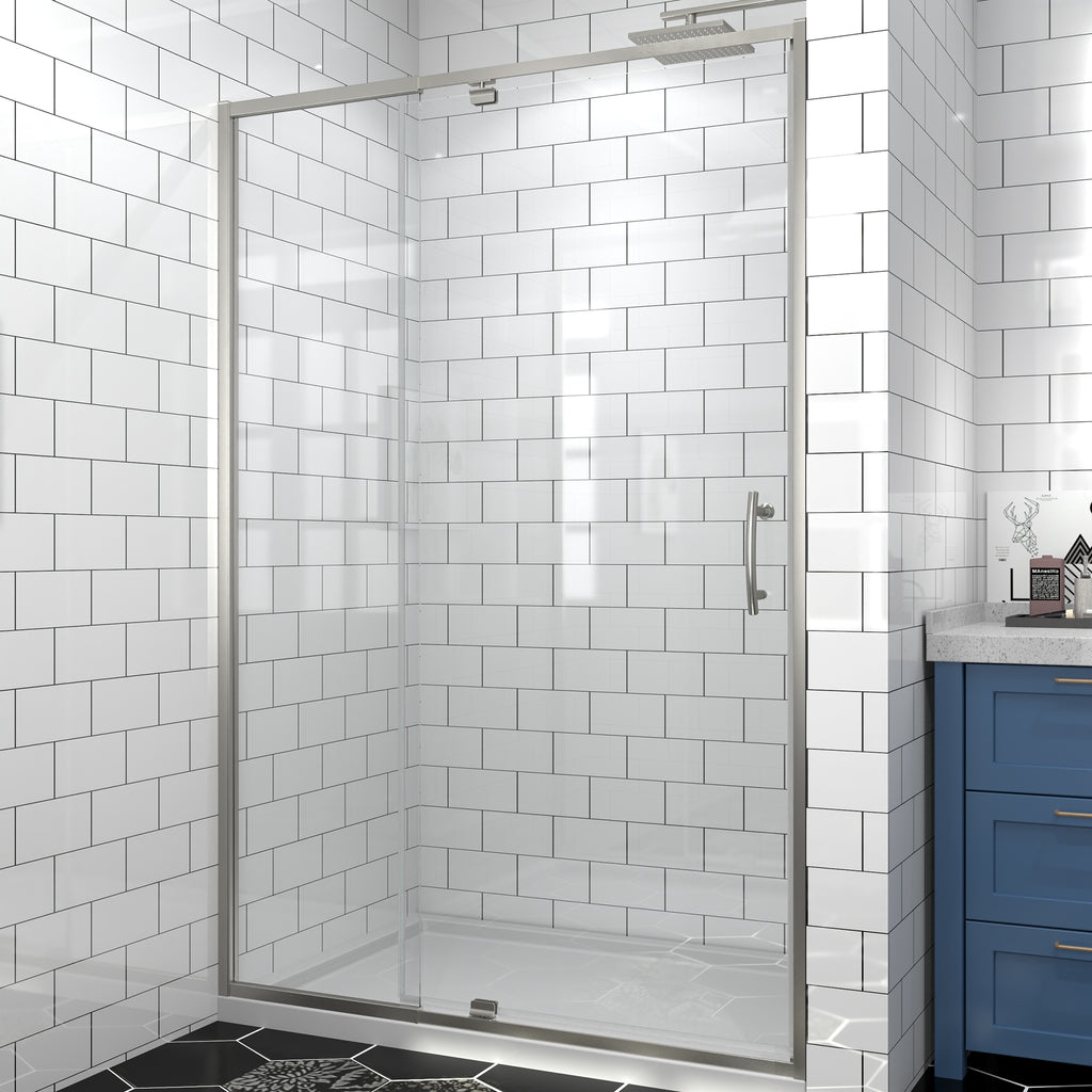 44-48" W x 71" H Brushed Nickel Pivot Shower Door, 1/4"SGCC Tempered Glass