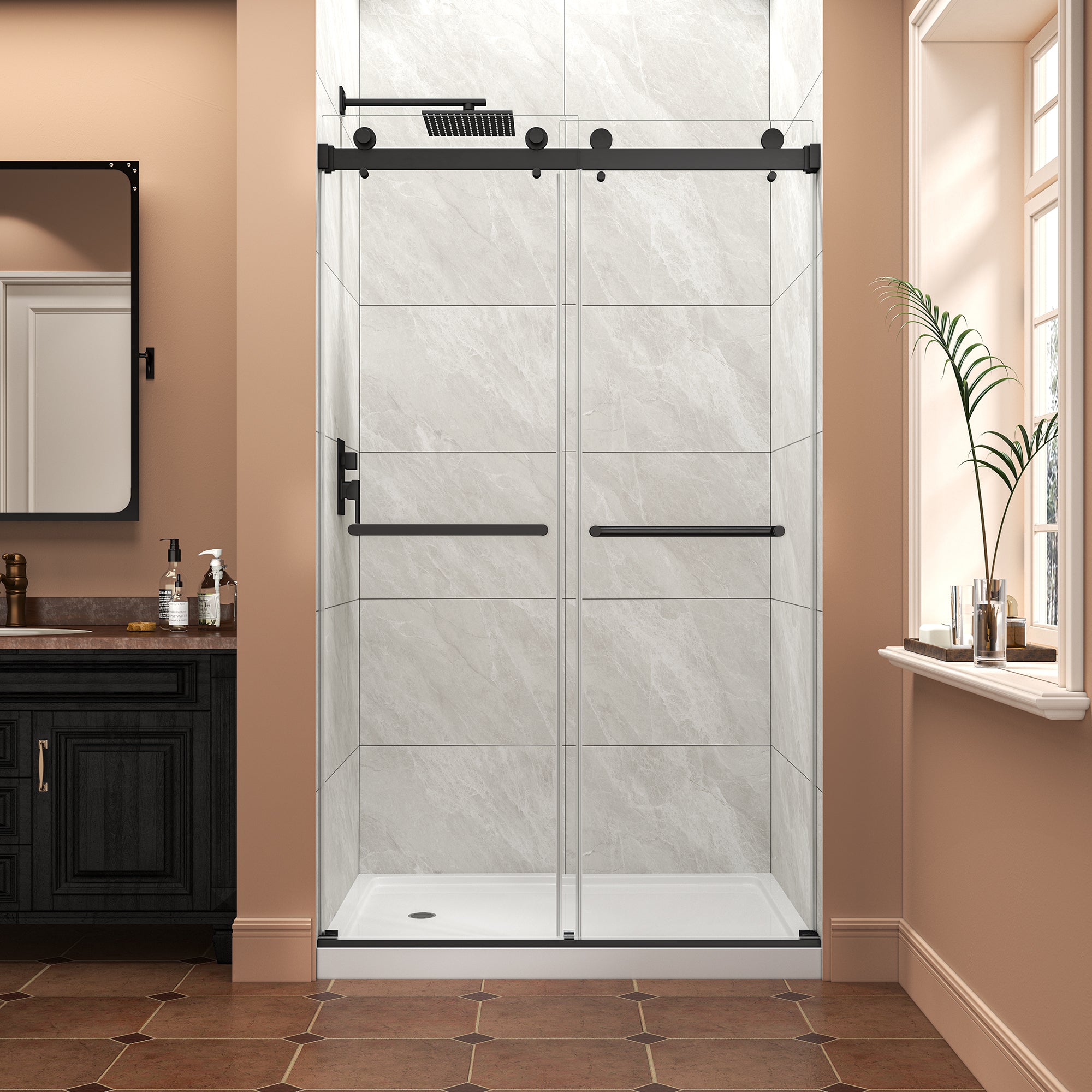 43-48"W x 76"H Frameless Bypass Shower Doors
