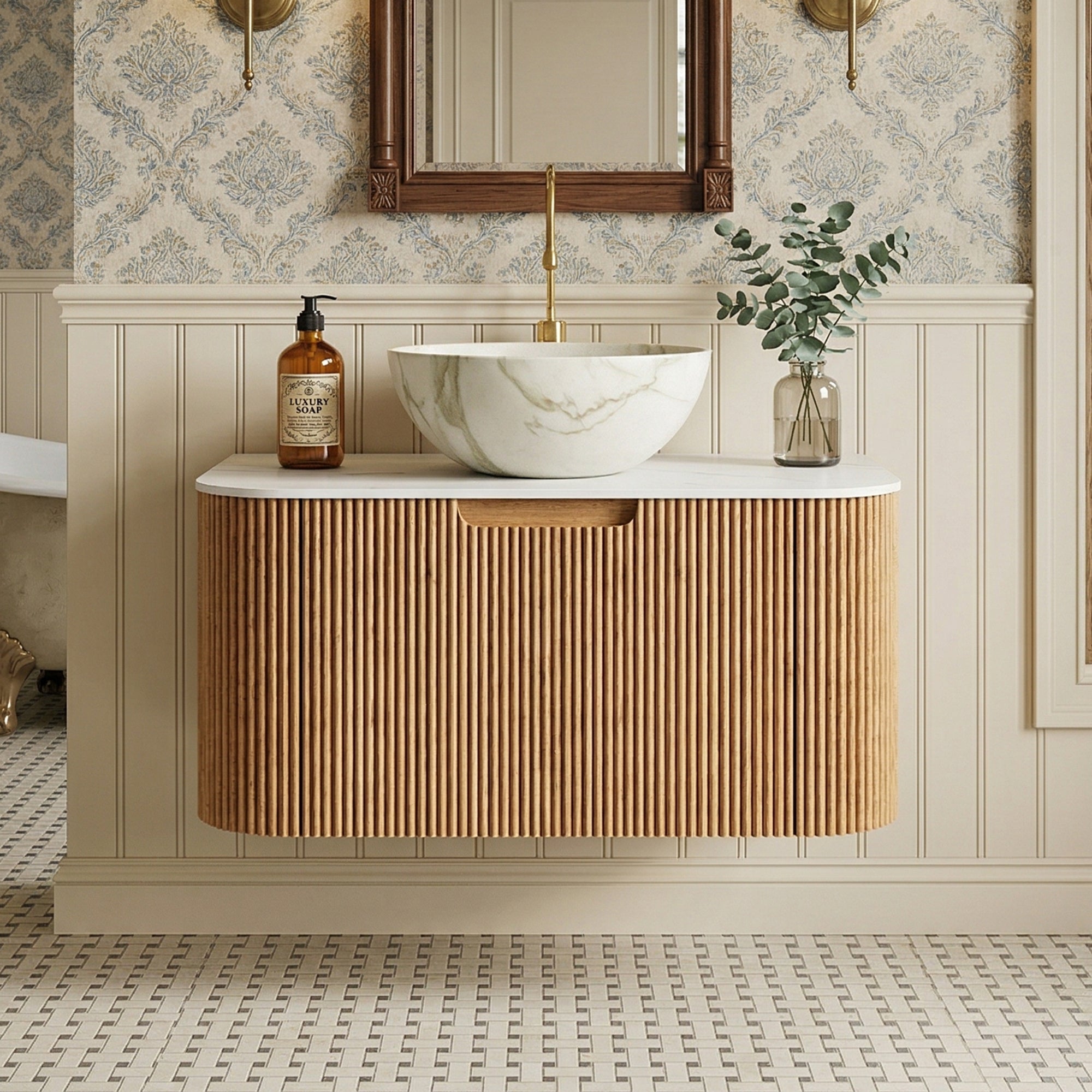 Floating Bathroom Vanity with Bowl Ceramic Basin