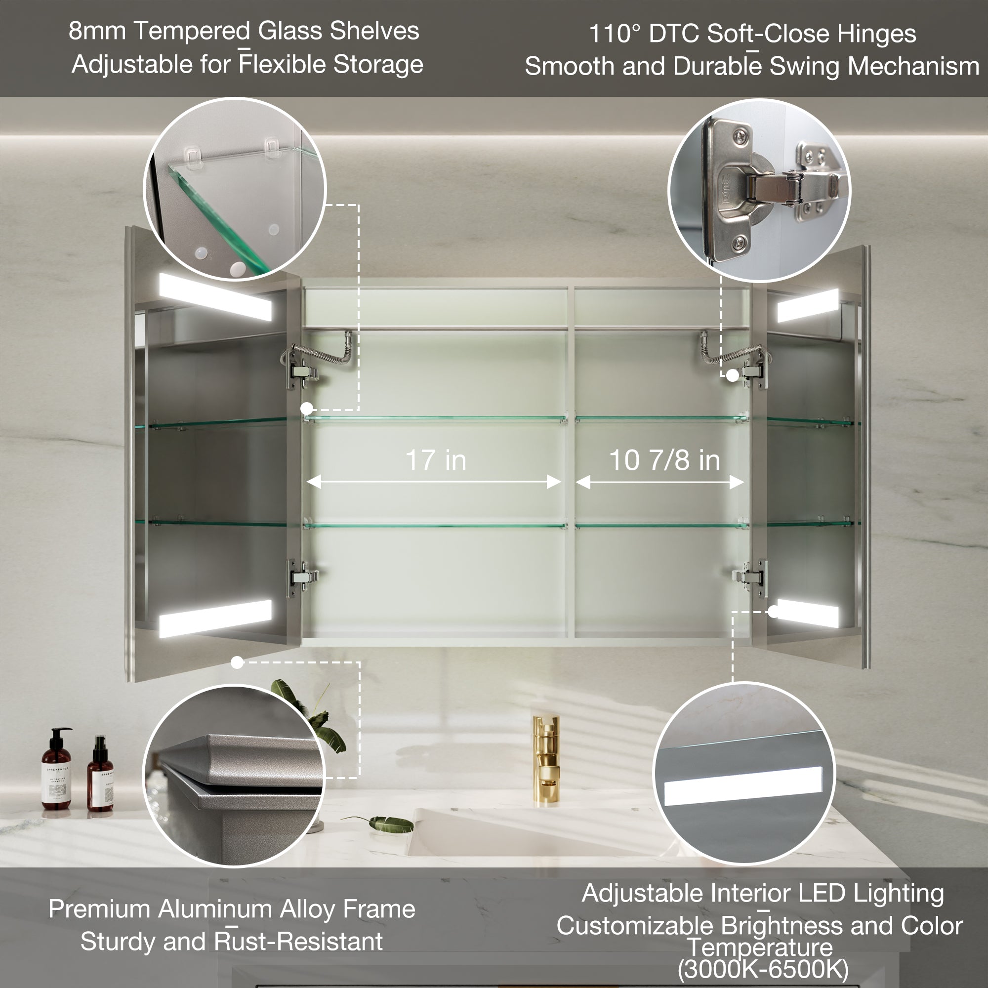 30"W x24"H Lighted Medicine Cabinet