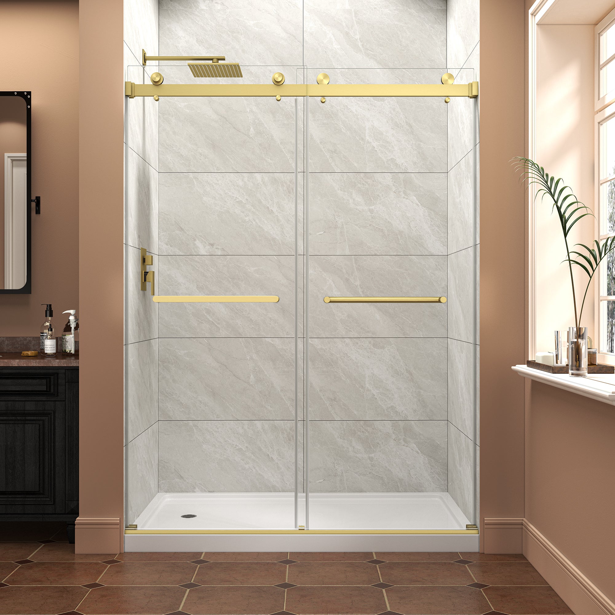 55-60" W x 76" H Frameless Bypass Shower Doors