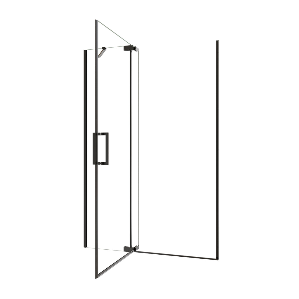 48"Wx70"H Frameless Pivot Shower Door, Matte Black