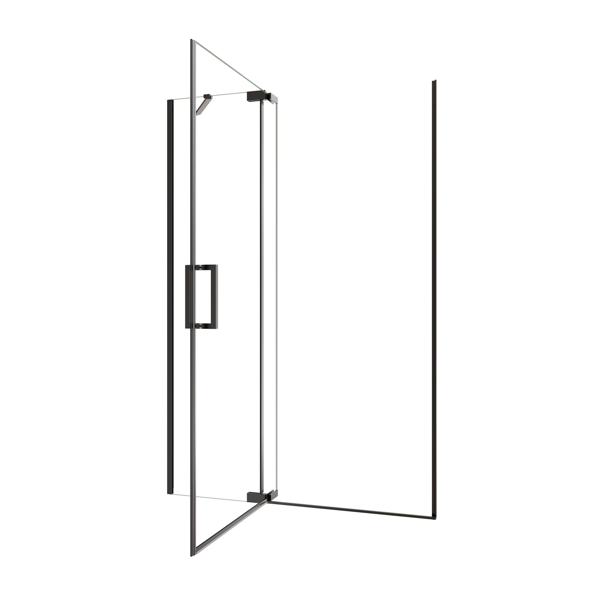 48"Wx70"H Frameless Pivot Shower Door, Matte Black