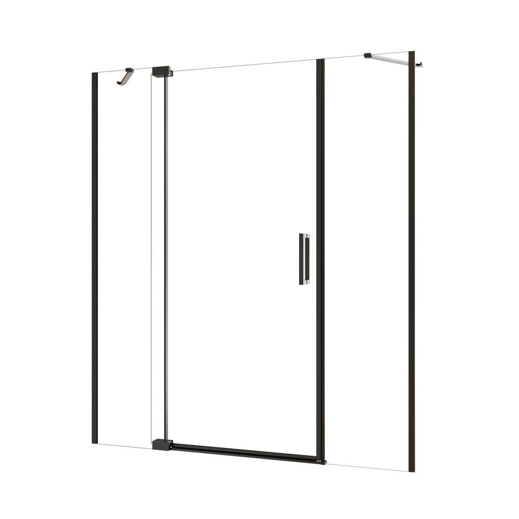 60"Wx70"H Frameless Pivot Shower Door, Matte Black