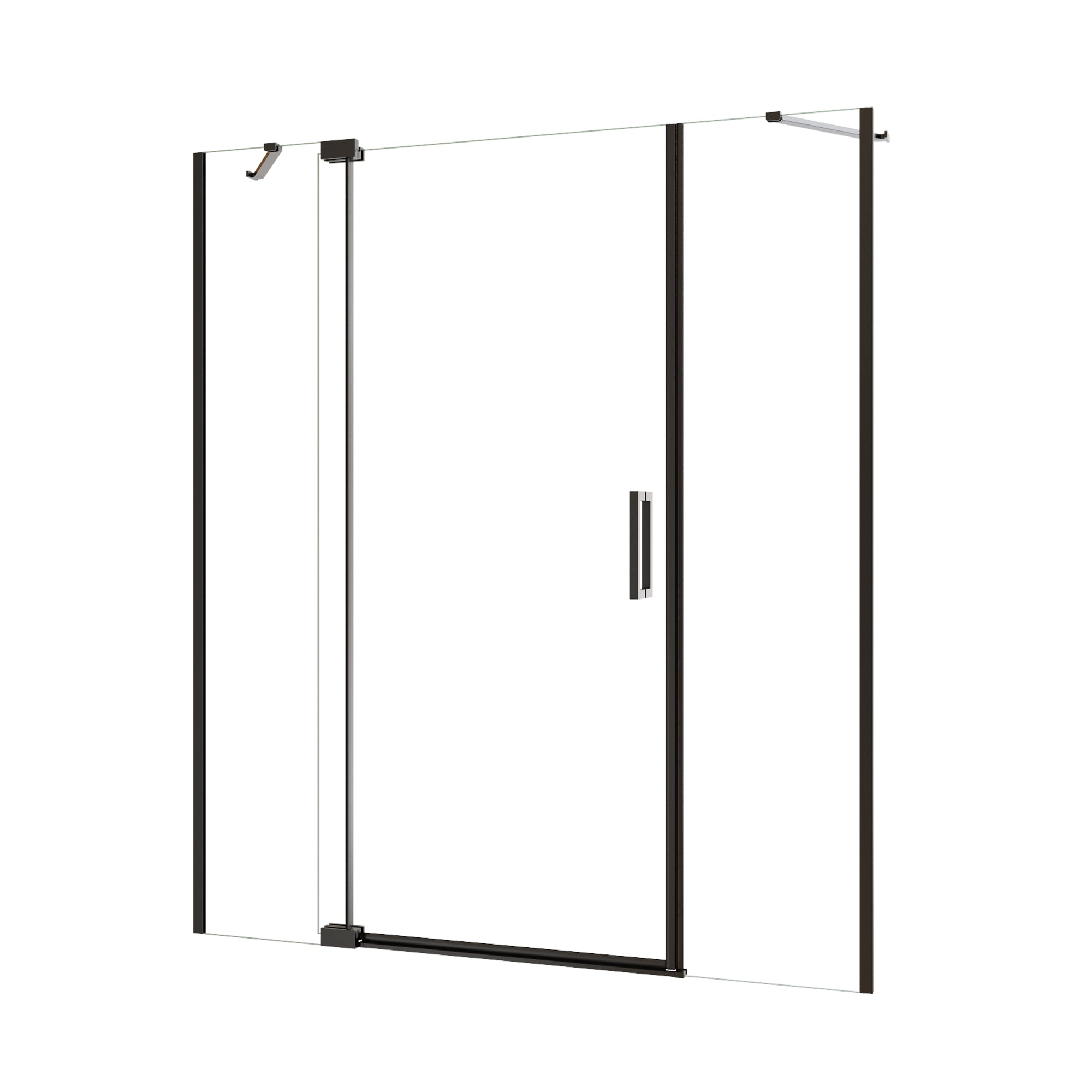 60"Wx70"H Frameless Pivot Shower Door, Matte Black