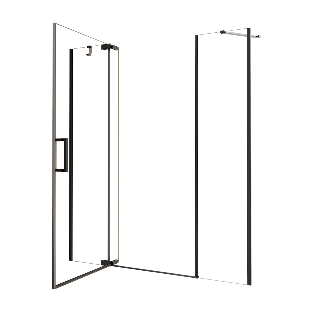 60"Wx70"H Frameless Pivot Shower Door, Matte Black