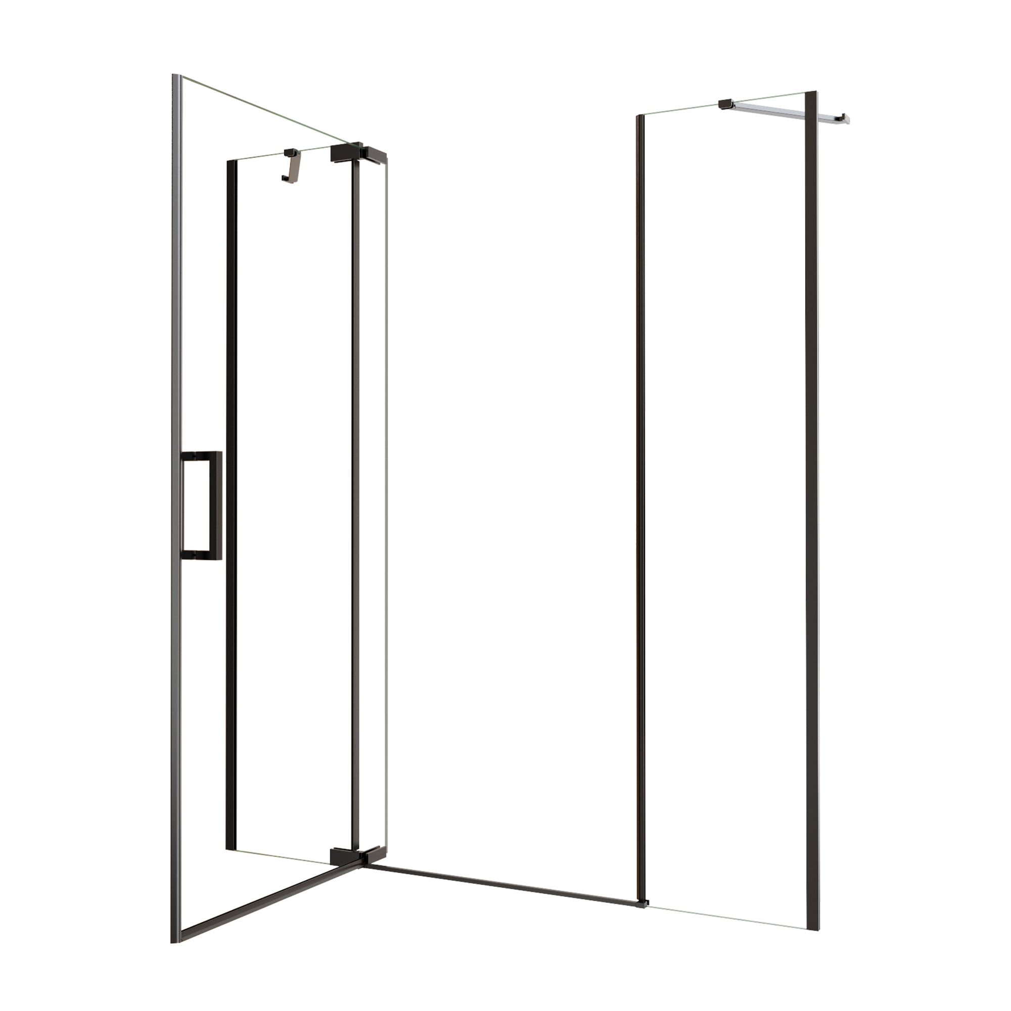 60"Wx70"H Frameless Pivot Shower Door, Matte Black