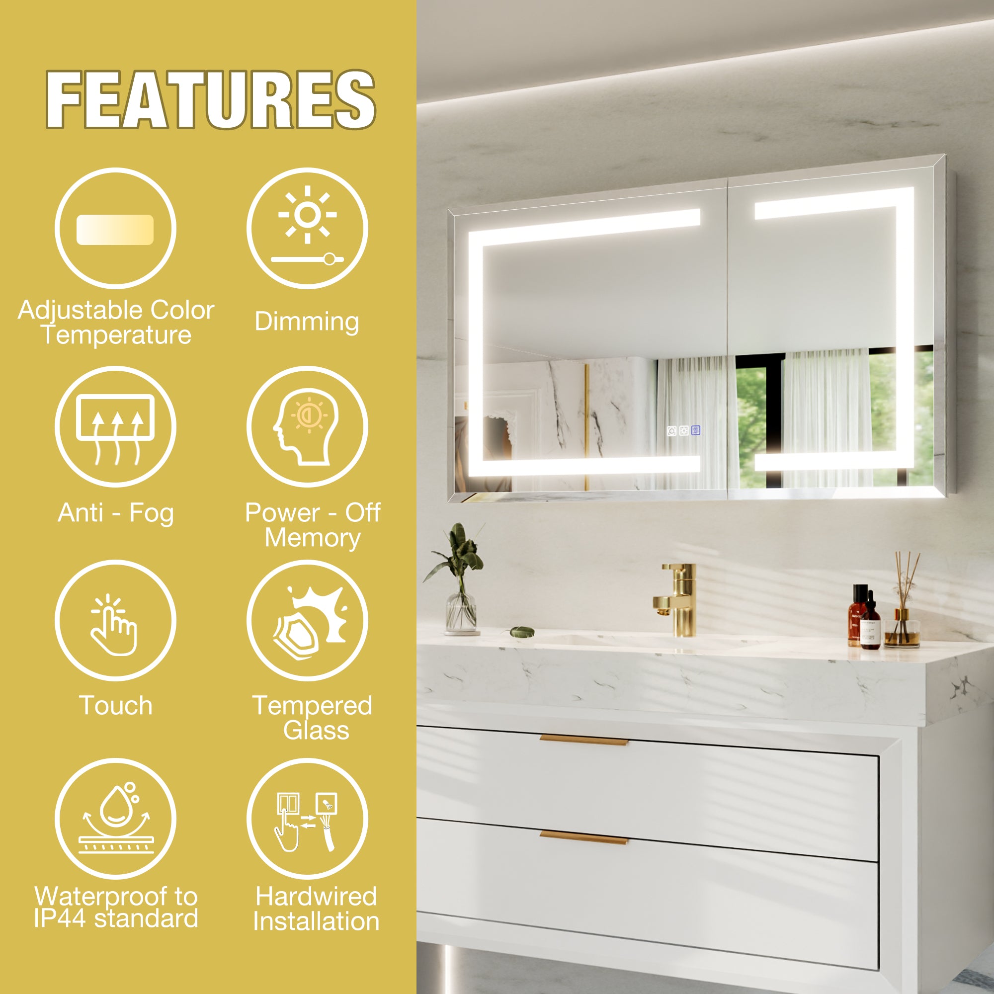 40"W x24"H Lighted Medicine Cabinet