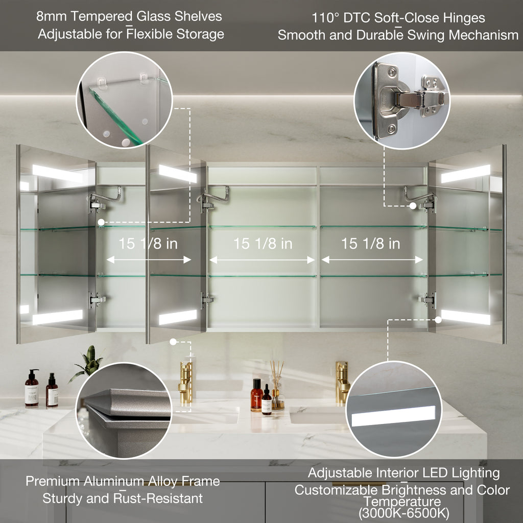 48"W x24"H Lighted Medicine Cabinet