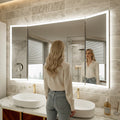 60x36 Lighting Trifold Bathroom Mirror with Magnifier