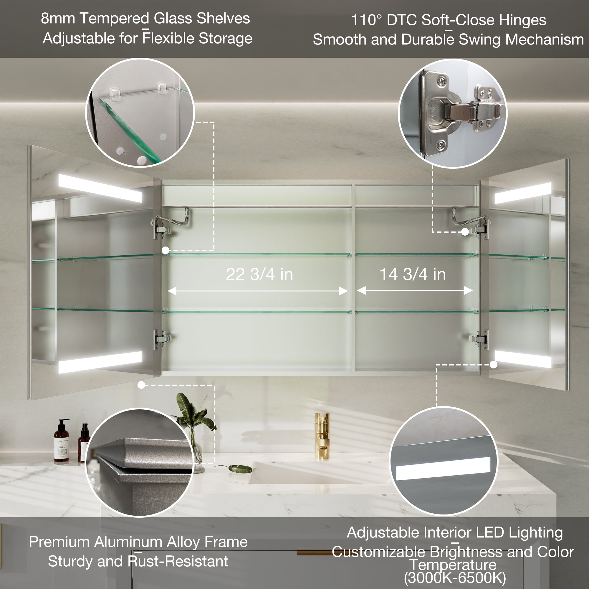 40"W x24"H Lighted Medicine Cabinet