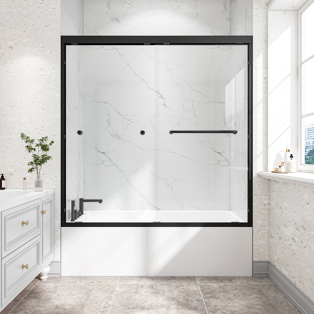 55-60"W x 60"H Bypass Bathtub Sliding Shower Door with Frame