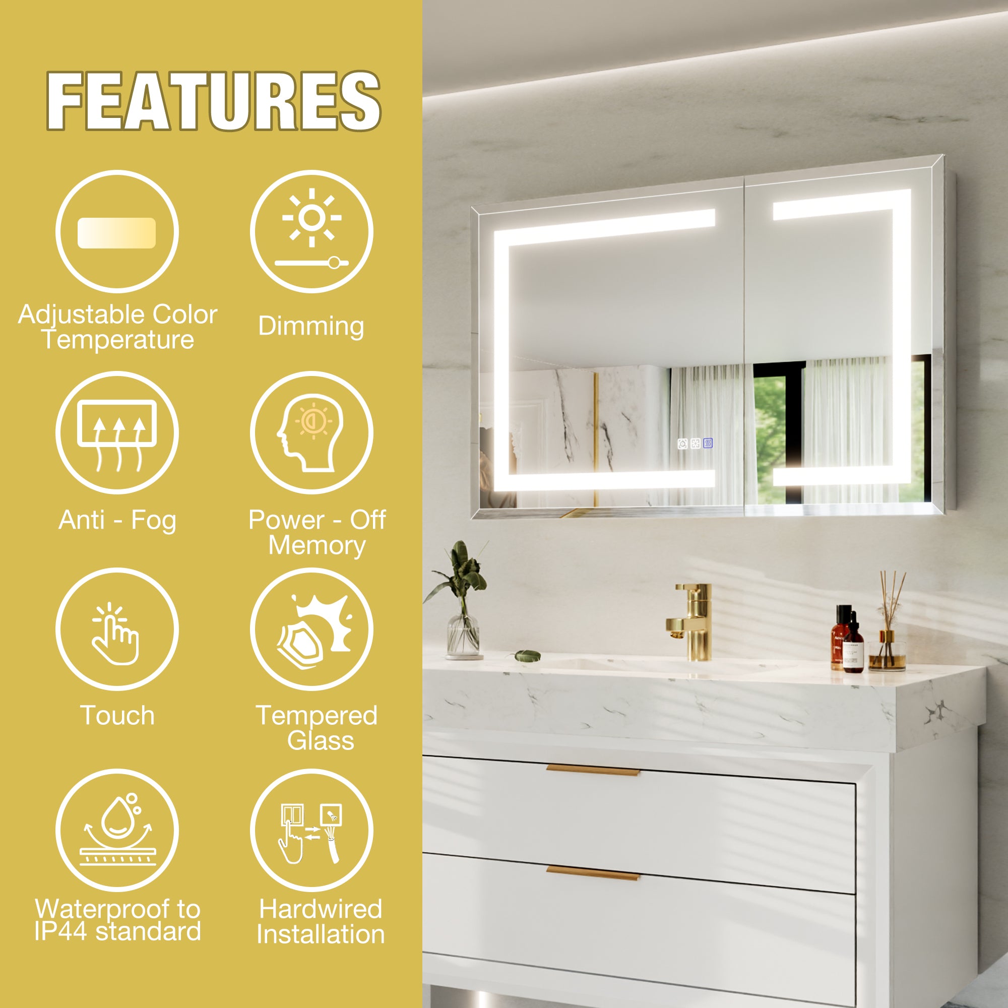 36"W x24"H Lighted Medicine Cabinet