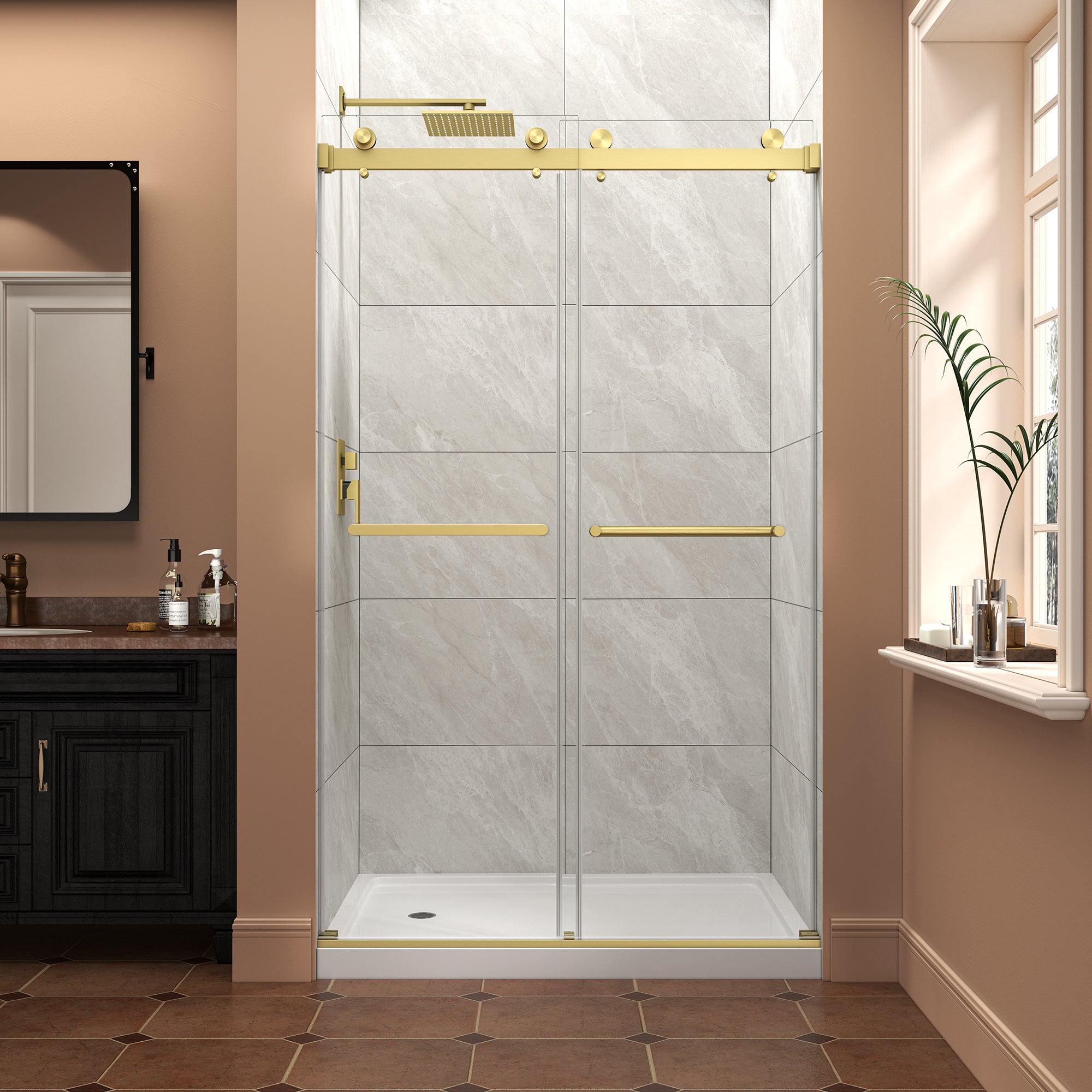 43-48"W x 76"H Frameless Bypass Shower Doors