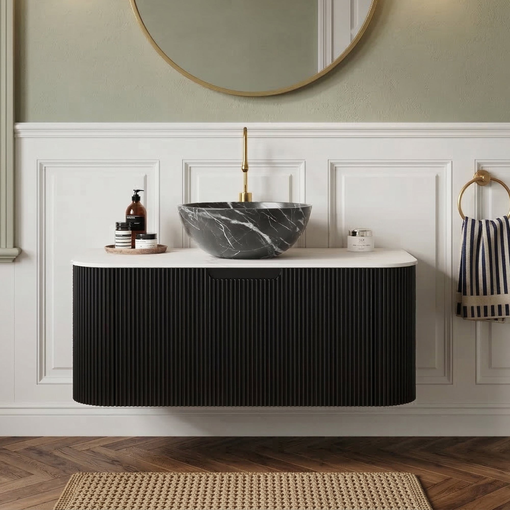 Floating Bathroom Vanity with Bowl Ceramic Basin