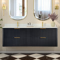 60-Inch Black Floating Bathroom Vanity with Double Sinks