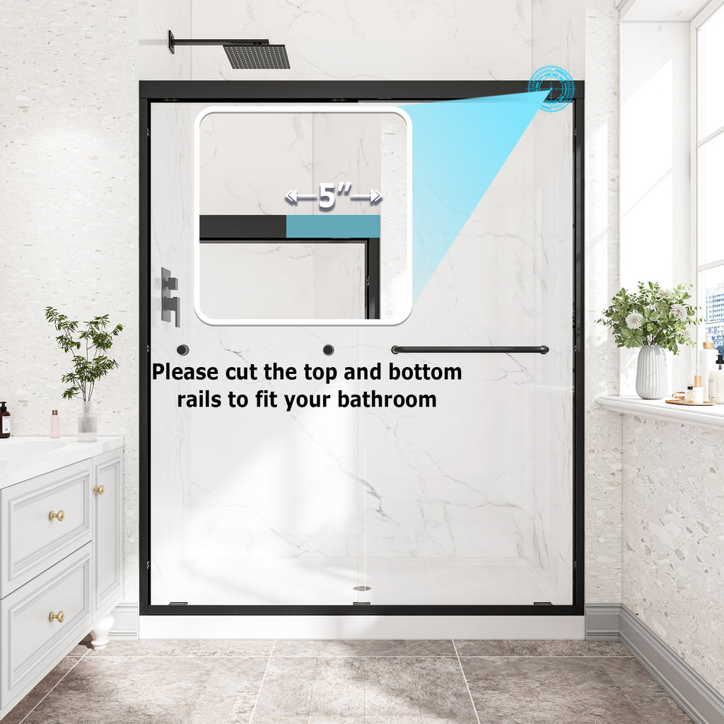 55-60" W x 76" H Double Bypass Sliding Shower Doors with Frame