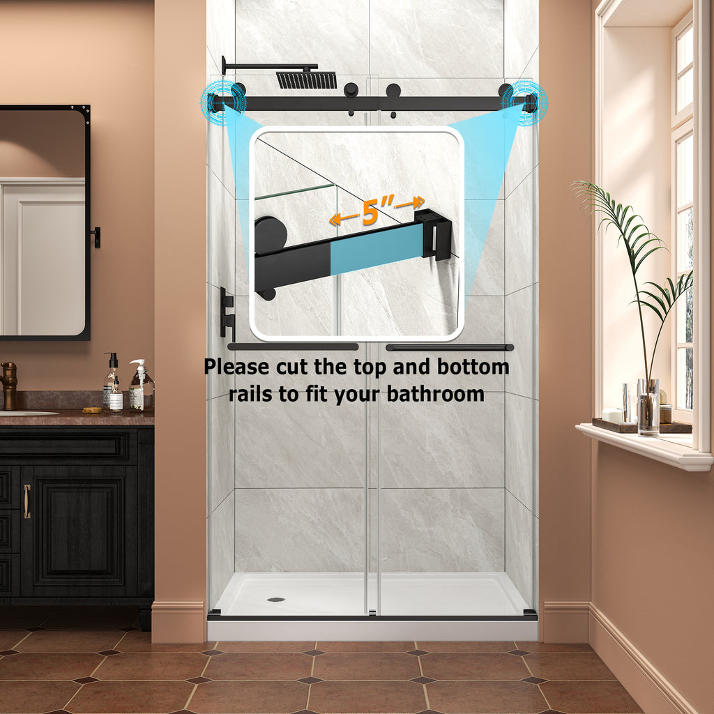 43-48"W x 76"H Frameless Bypass Shower Doors