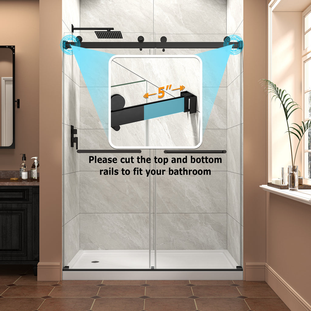 55-60" W x 76" H Frameless Bypass Shower Doors