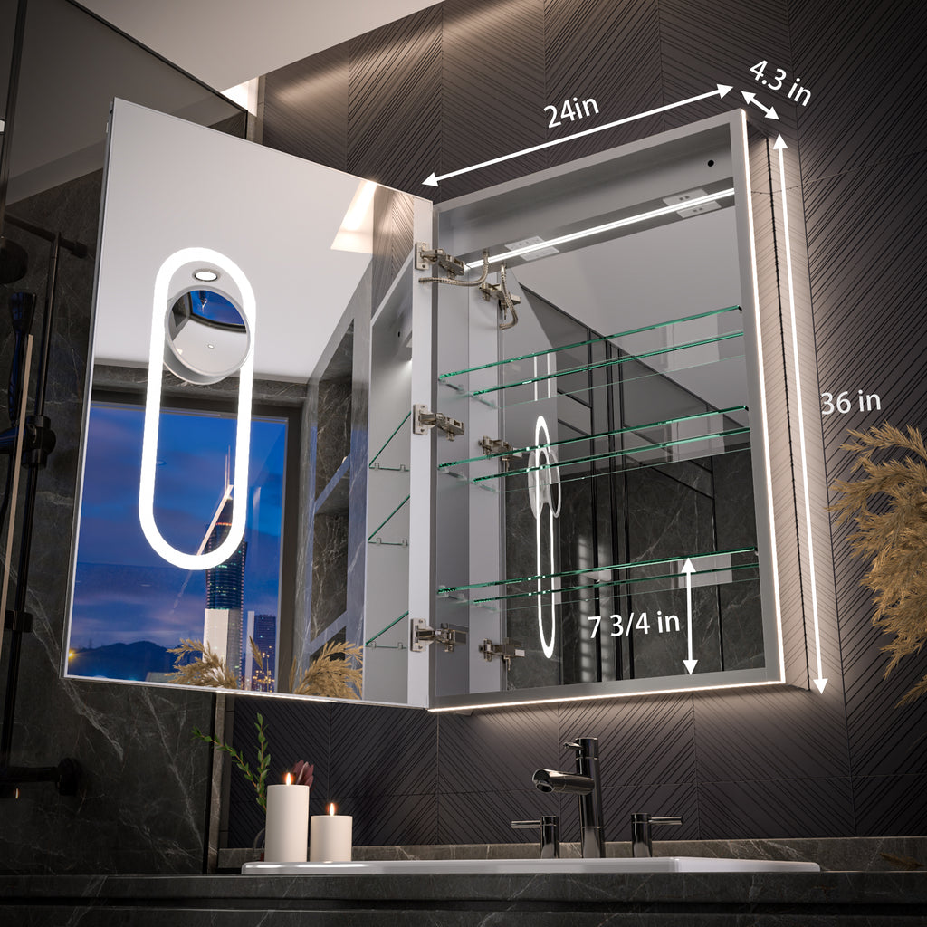 24x36 LED Medicine Cabinet Left Opening