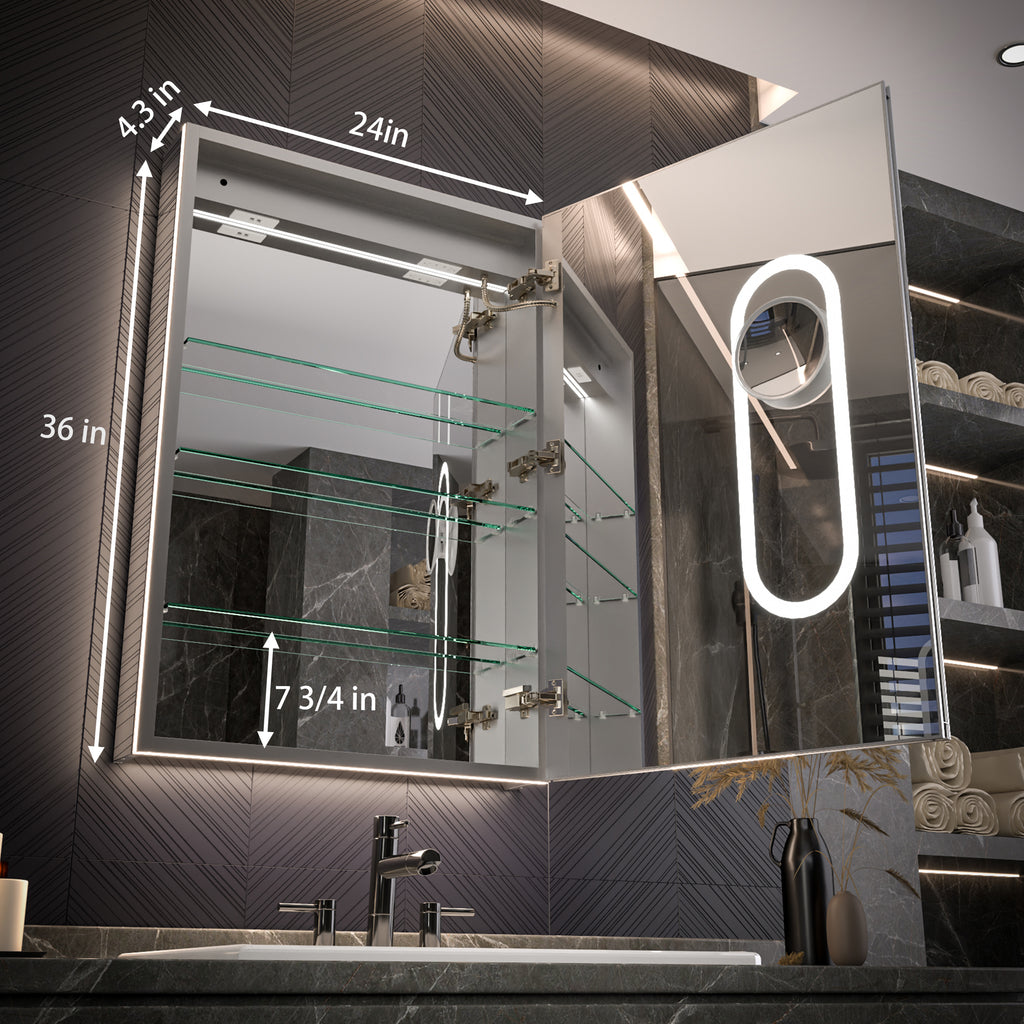 24x36 LED Medicine Cabinet Right Opening