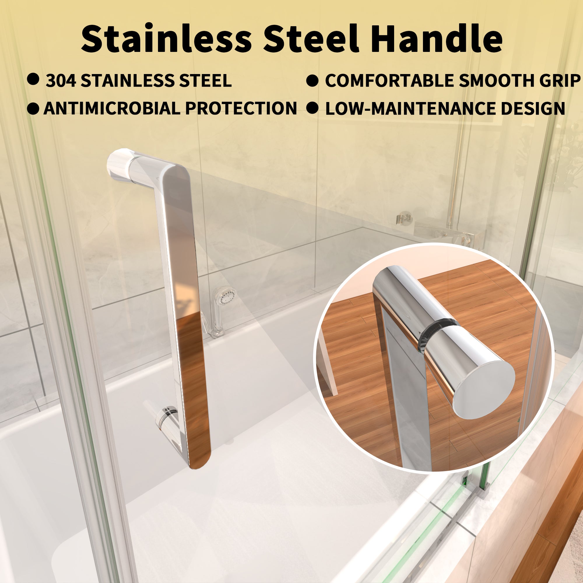 56-60" W x 58" H Frameless Chrome Shower Door for Bathtub
