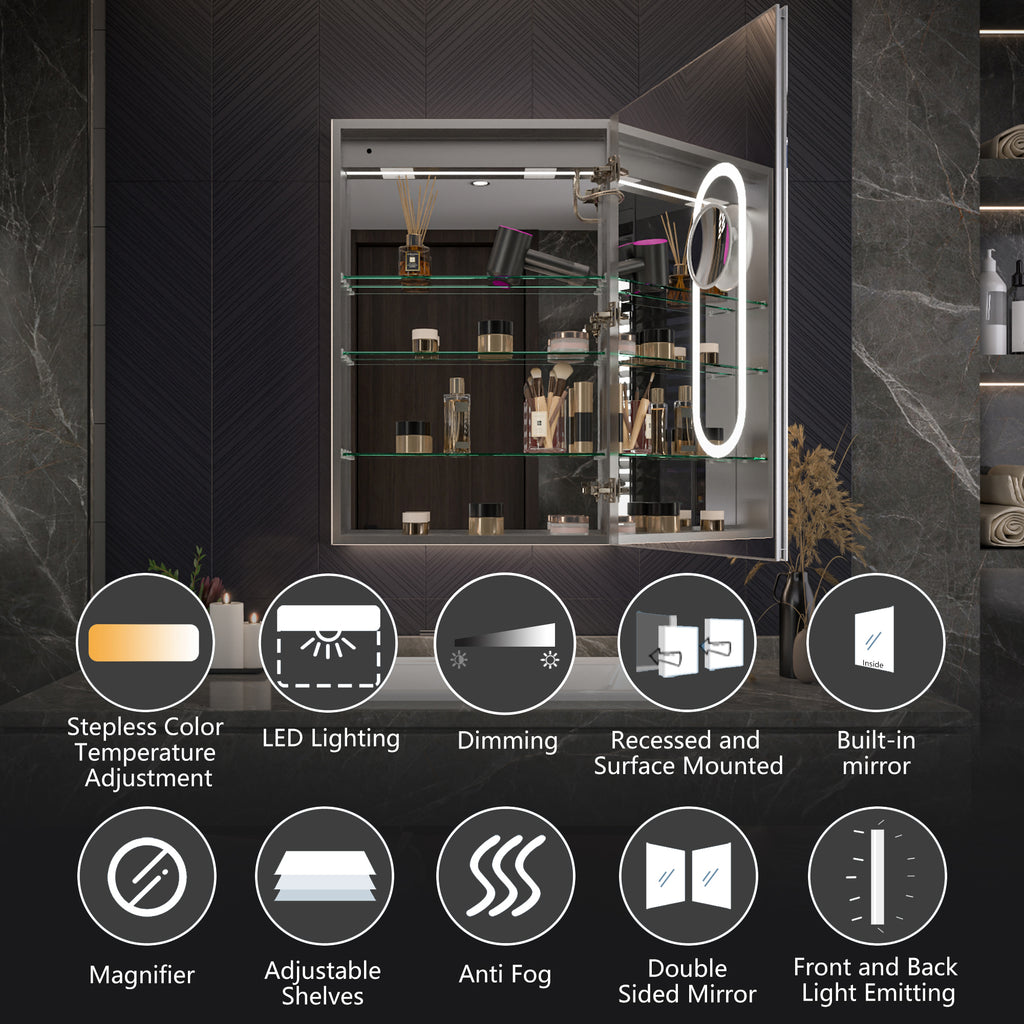 24x36 LED Medicine Cabinet Right Opening