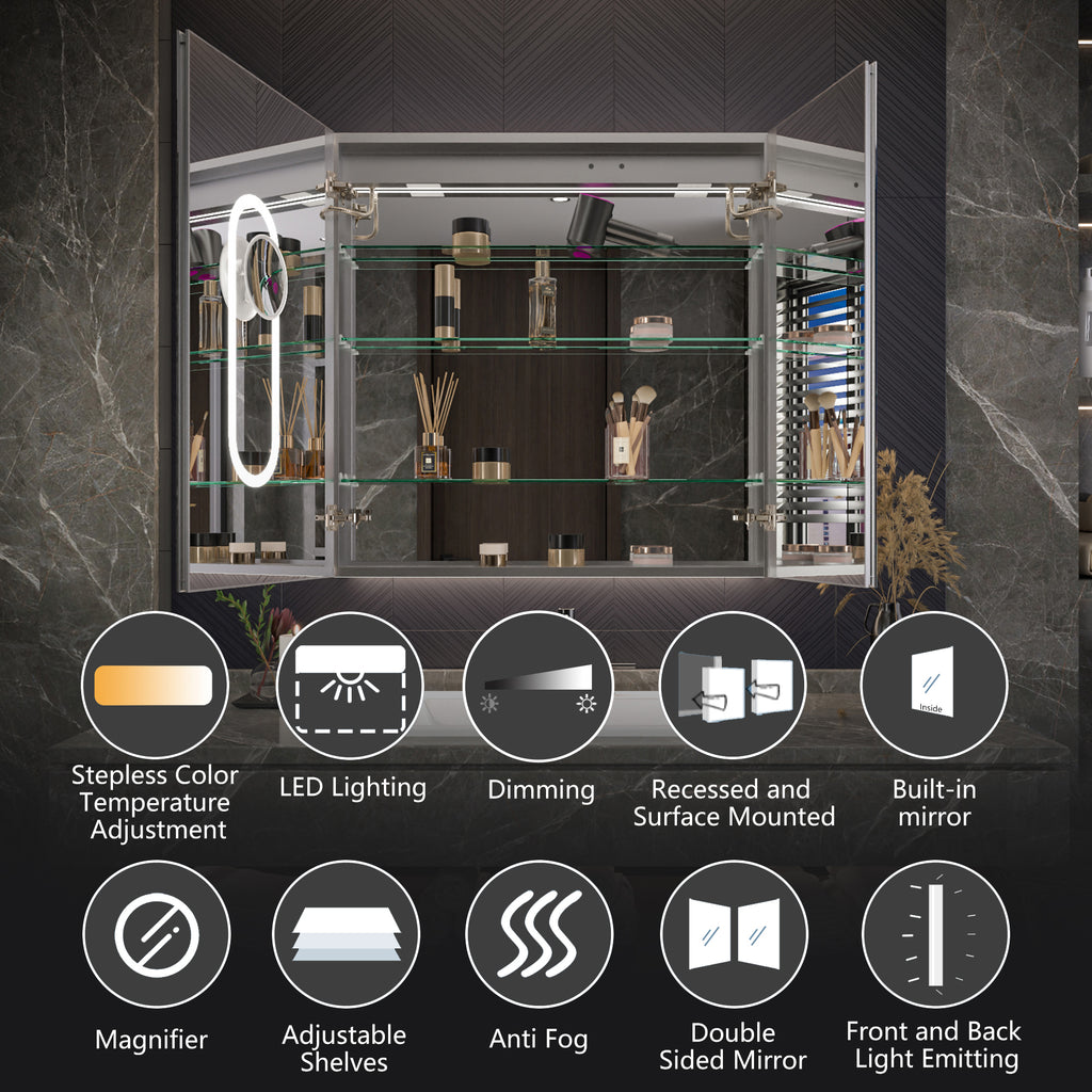 36x36 Lighted Medicine Cabinet with Mirror