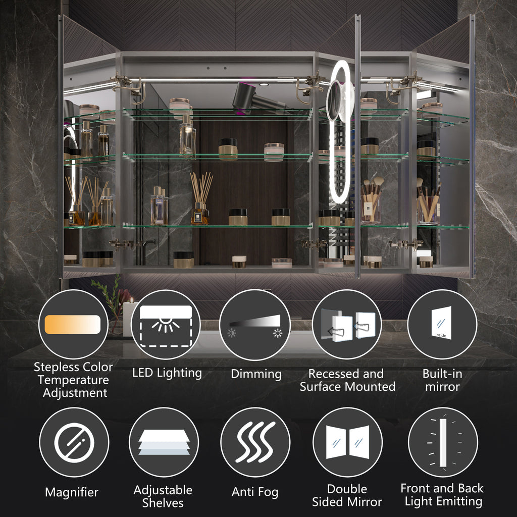 48x36 Lighted Medicine Cabinet with Mirror